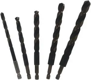 Quick Change High Speed Steel Drill Bit Set With Hex Shank (5-Pieces)