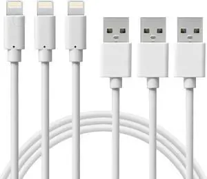 Jaspertronics Six Foot Long Length (2M) 8 Pin Connector to USB Charging Cable works with select iPhone, iPad, and iPod Models (3 Pack)
