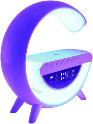 Jaspertronics 6-in-1 Wireless LED Charging Station & Alarm Clock  Bluetooth Speaker, RGB Lamp, 15W Fast Wireless Charger, FM Radio, White Noise, Gradual Wake Light  BT-3401 Multifunction Device