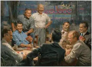 Grand Ol' Gang Notecards by Andy Thomas - Set of 10 - 4"x6" Cards Featuring Republican Presidents Playing Poker - A whimsical look at historic leaders sharing laughs and stories.