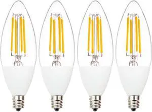 Jaspertronics Dusk to Dawn Outdoor Sensor LED Edison Bulbs, 4W (40W Eqv) 450LM, B11 LED Candelabra Bulb E12 Base Auto On/Off Photocell for Energy-Efficient 2700K Soft White, 4 Pack