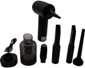 Jaspertronics Cordless Rechargeable 2 Speed Mini Vacuum & Dust Blower, Lightweight Handheld Cleaner w/ Strong 16000 PA Suction, 0.12L Dust Cap, for Home, Office, Car, and Electronics - 6 attachments!