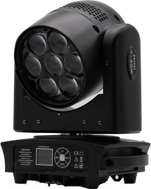 Jaspertronics Small Bee Light 7x40W RGBW LED Moving Head Stage Light 5.5°-60° Beam Angle 12/18 DMX Channels 2800K-8500K Wash & Strobe Effects 50k Hr Lifespan for DJs Clubs Events