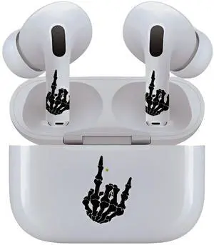 AirSkins - Decals for AirPods Pro & Pro 2, Rock On Skeleton Hand Scratch-Resistant Precision Fit Wireless Charging Friendly Easy Application Durable Protection for Earbuds & Case
