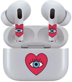 AirSkins - Decals for AirPods 3, Evil Eye Heart Design, Scratch-Resistant, Precision Fit, Wireless Charging Friendly, Easy Application, Durable Protection for Earbuds & Case