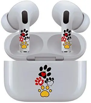 AirSkins - Decals for AirPods Pro & Pro 2, Colorful Paws Design, Scratch-Resistant, Precision Fit, Wireless Charging Friendly, Easy Application, Durable Protection for Earbuds & Case