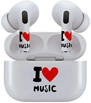 AirSkins - Decals for AirPods Pro & Pro 2, I Love Music Design, Scratch-Resistant, Precision Fit, Wireless Charging Friendly, Easy Application, Durable Protection for Earbuds & Case