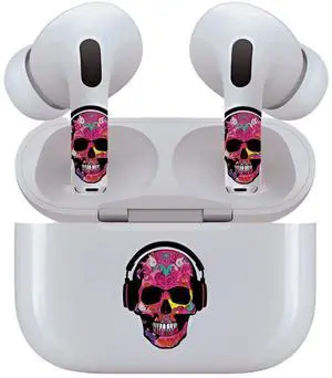 AirSkins - Decals for AirPods Pro & Pro 2, Pink Rocker Skull Design Scratch-Resistant Precision Fit Wireless Charging Friendly Easy Application Durable Protection for Earbuds & Case