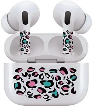 AirSkins - Decals for AirPods 3, Colorful Leopard Print Design, Scratch-Resistant, Precision Fit, Wireless Charging Friendly, Easy Application, Durable Protection for Earbuds & Case