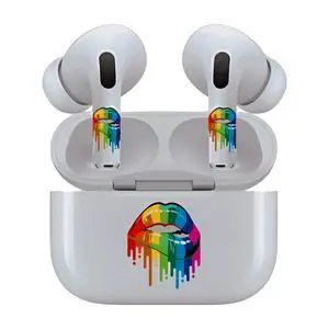 AirSkins - Decals for AirPods Pro & Pro 2, Rainbow Lips Design, Scratch-Resistant, Precision Fit, Wireless Charging Friendly, Easy Application, Durable Protection for Earbuds & Case