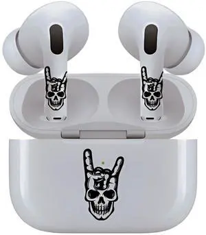 AirSkins - Decals for AirPods 4, Rock On Skull Design, Scratch-Resistant, Precision Fit, Wireless Charging Friendly, Easy Application, Durable Protection for Earbuds & Case