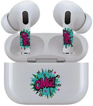 AirSkins - Decals for AirPods Pro & Pro 2, OMG Design, Scratch-Resistant, Precision Fit, Wireless Charging Friendly, Easy Application, Durable Protection for Earbuds & Case
