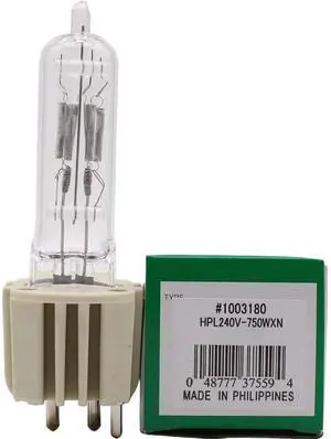 Ushio HPL 750W 240X+ Stage Lamp, Extended 1500-Hour Lifespan, High-Performance Lighting for Theaters and Studios  Model 1003180