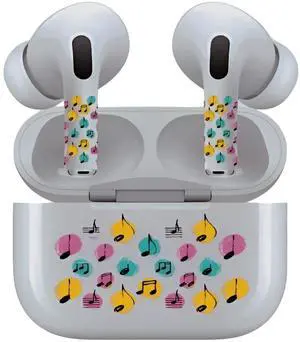 AirSkins - Decals for AirPods 4, Colorful Tunes Design, Scratch-Resistant, Precision Fit, Wireless Charging Friendly, Easy Application, Durable Protection for Earbuds & Case