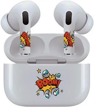 AirSkins - Decals for AirPods 4, Boom Design, Scratch-Resistant, Precision Fit, Wireless Charging Friendly, Easy Application, Durable Protection for Earbuds & Case