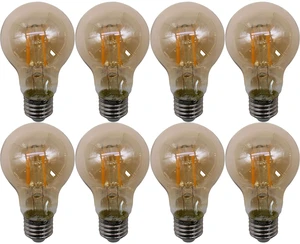 Jaspertronics A19 Vintage Edison LED Filament Bulbs, E26 Base, 4W 25W Equivalent, 180 Lumens, 1800K Extra Warm White, Dimmable, Pack of 8 Jaspertronics A19 Vintage Edison LED Filament Bulbs, E26 Base, 4W 25W Equivalent, 180 Lumens, 1800K Extra Warm White, Dimmable, Pack of 8