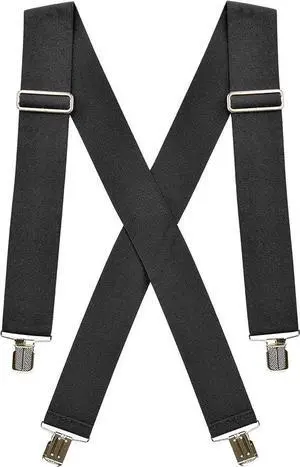 Hold'Em X-Back Mens Suspenders, Adjustable and Stretchable Suspenders for Men, Durable Straight Clip-On Suspenders, Clothing Accessories for Casual and Formal Outfits, Black