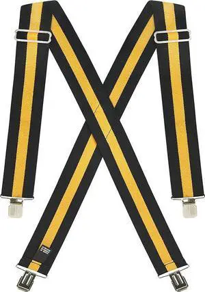 Hold'Em X-Back Mens Suspenders, Adjustable and Stretchable Suspenders for Men, Durable Straight Clip-On Suspenders, Clothing Accessories for Casual and Formal Outfits, Black Striped