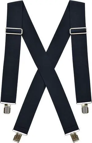 Hold'Em X-Back Mens Suspenders, Adjustable and Stretchable Suspenders for Men, Durable Straight Clip-On Suspenders, Clothing Accessories for Casual and Formal Outfits, Navy Blue