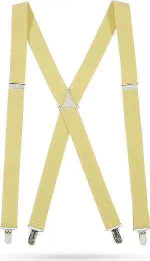 Hold'Em X-Back Men's Suspenders, Adjustable and Stretchable Suspenders for Men, Durable Straight Clip-on Suspenders, Men Accessories for Casual and Formal Outfits, 46 inches, Light Yellow