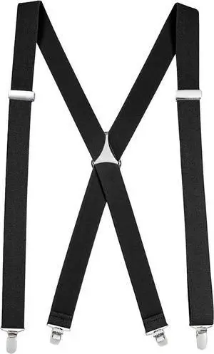 Hold'Em X-Back Men's Suspenders, Adjustable and Stretchable Suspenders for Men, Durable Straight Clip-on Suspenders, Men Accessories for Casual and Formal Outfits, 46 inches, Black