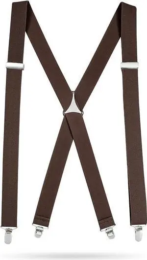 Hold'Em X-Back Men's Suspenders, Adjustable and Stretchable Suspenders for Men, Durable Straight Clip-on Suspenders, Men Accessories for Casual and Formal Outfits, 46 inches, Brown