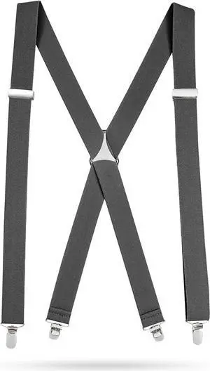 Hold'Em X-Back Men's Suspenders, Adjustable and Stretchable Suspenders for Men, Durable Straight Clip-on Suspenders, Men Accessories for Casual and Formal Outfits, 54 inches, Gray
