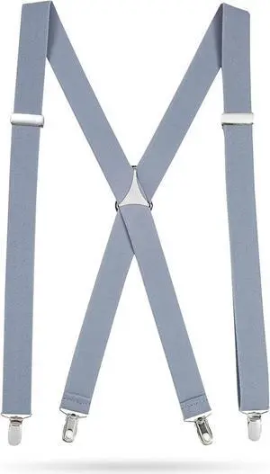 Hold'Em X-Back Men's Suspenders, Adjustable and Stretchable Suspenders for Men, Durable Straight Clip-on Suspenders, Men Accessories for Casual and Formal Outfits, 46 inches, Light Gray