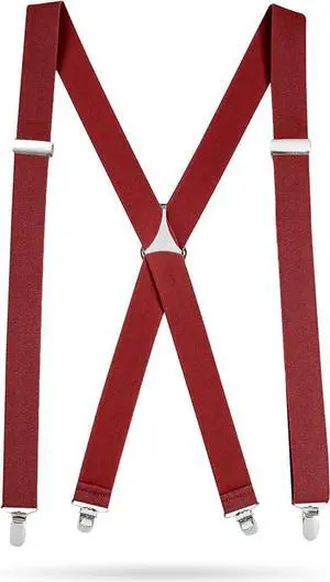 Hold'Em X-Back Men's Suspenders, Adjustable and Stretchable Suspenders for Men, Durable Straight Clip-on Suspenders, Men Accessories for Casual and Formal Outfits, 54 inches, Red