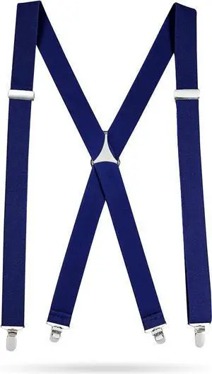 Hold'Em X-Back Men's Suspenders, Adjustable and Stretchable Suspenders for Men, Durable Straight Clip-on Suspenders, Men Accessories for Casual and Formal Outfits, 46 inches, Royal Blue