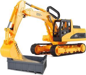 Beemo Excavator Toys for kids Construction Bulldozer Digger Truck Toy Boy Toddler Play Vehicle with Shovel Arm Claw and Rubber Tracks Birthday Gift