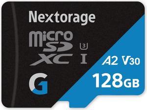 Nextorage GSeries 128GB A2 V30 CL10 Micro SD Card microSDXC Memory Card for NintendoSwitch Steam Deck Smartphones Gaming Go Pro 4K Video UHSI U3 up to 100MBs with Adapter