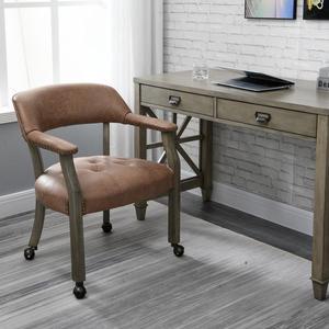 ASARUDA Office Desk Chairs with Wheels and Solid Wood Legs, Classic Swivel Accent Chairs Upholstered with Breathing Leather