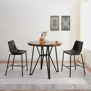 ASARUDA Counter Chairs Set of 2, 25H Seat Bar Stools Chairs with Metal Legs, Dinning Chairs with Upholstered Seat and Footrest, Holds 250 Lbs, Easy Assembly for Living Room, Kitchen, Office Black