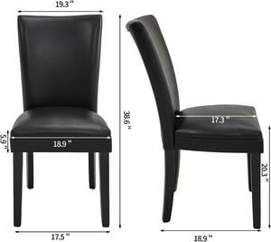 ASARUDA Black Parsons Chairs Faux Leather Upholstered Dining Room Chairs, Accent Parson Chairs Dining Chairs Kitchen Chairs Set of 2