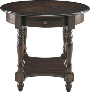 24" Tall End Table with Storage Shelf, Living Room Corner Table, Nightstand Dark Walnut