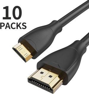 ReHisk 10 Packs High-Speed Mini HDMI to HDMI Cable 3 Feet, HDMI to Mini HDMI 10 Packs 4K Ready (Black 10 Packs) for portable monitor
