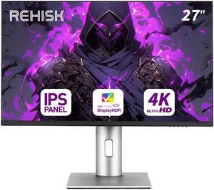 ReHisk 27-Inch 4K IPS Ultrawide Monitor 60Hz Refresh 178° View Computer Monitor 3840 x 2160p Resolution gaming monitor FreeSync Frameless, HDMI Type C, DC, USB 3.0 Build-in Speakers