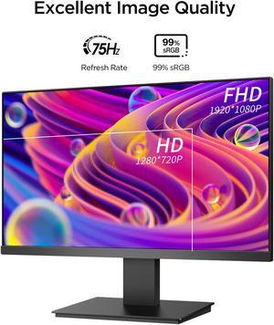 22 Inch Computer Monitor FHD 1080P gaming monitor Desktop Display 75HZ Ultra Thin Bezel Ergonomic Tilt for PC VESA Mounting with HDMI VGA Ports