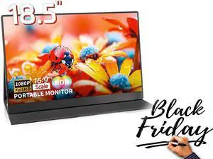 18.5 inch IPS Portable Monitor 100Hz 1080P FHD HDR Gaming monitor Ultra-Slim & Frameless FreeSync with HDMI USB C External Screen Freestanding Laptop Computer Monitor VESA 75*75mm