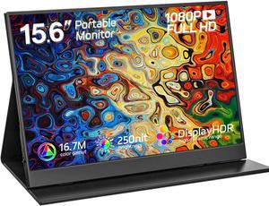 15.6" Portable Monitor, 1080P FHD USB-C/HDMI, IPS Display with Smart Case, Eye Care External Screen for Switch/PS5/PC/Phone