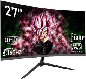 Rehisk 27'' 2K QHD Gaming Monitor - 2560p, 165Hz Refresh Rate, 1ms Response Time, AdaptiveSync, Dual HDMI & DP1.2, Ultra-Slim Bezel
