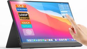 ReHisk 15.6 inch touch screen monitor 60hz FHD IPS gaming monitors 1080p with HDMI-compatible USB-C Ports Second Screen laptop screen extender for Laptop, MacBook Pro, PC, Switch, Xbox, PS4,Smartphone