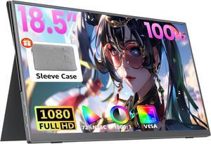 18.5 inch IPS Portable Monitor 100Hz 1080P FHD HDR Gaming monitor Ultra-Slim & Frameless FreeSync with HDMI USB C External Screen Freestanding Laptop Computer Monitor VESA 75*75mm