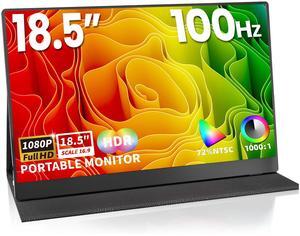 ReHisk 18.5" Portable Monitor FHD 1080P HDR gaming monitor with VESA 75x75mm 100Hz HDMI USB-C External Monitor for Laptop PS4 PS5 Switch Xbox build in 2 speakers