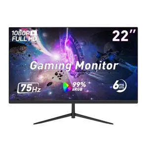 22 Inch Computer Monitor FHD 1080P Desktop Display 75HZ Ultra Thin Bezel/Eye Care/Ergonomic Tilt with HDMI VGA Ports LED Monitor for PC VESA Mounting
