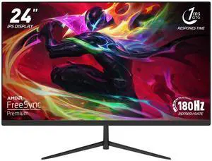 Rehisk 24-inch Gaming Monitor 180Hz Refresh Rate 1ms Response Time FHD IPS Panel AMD FreeSync Built-in Speakers Borderless Design for Multi-Monitor Setup
