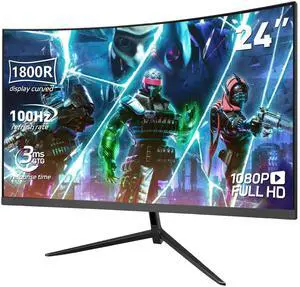 Rehisk 24'' FHD Gaming Monitor - 1080p, 100Hz Refresh, 1ms Response, AdaptiveSync, Ultra-Thin Narrow Bezel, Tilt Adjustable Design#Black Friday 100hz 24inch