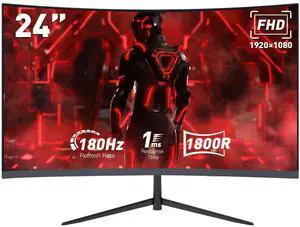 Rehisk 24'' FHD Gaming Monitor -  180Hz Refresh, 1ms Response, AdaptiveSync,Ultra-Thin Narrow Bezel, Tilt Adjustable Design#Black Friday 180hz 24inch