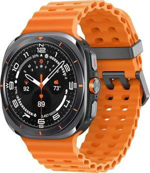 Samsung Watch 7 Ultra 2025 LTE Ai (47mm) SM-L705F Latino Version (Tmobile Mint Tello & Global), Rate Tracking, Sleep Fitness Tracker, GPS (Titanium Gray/Orange Band SM-L705FZA1GTO)